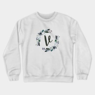 Floral Monogram V Dark Bohemian Flora Crewneck Sweatshirt